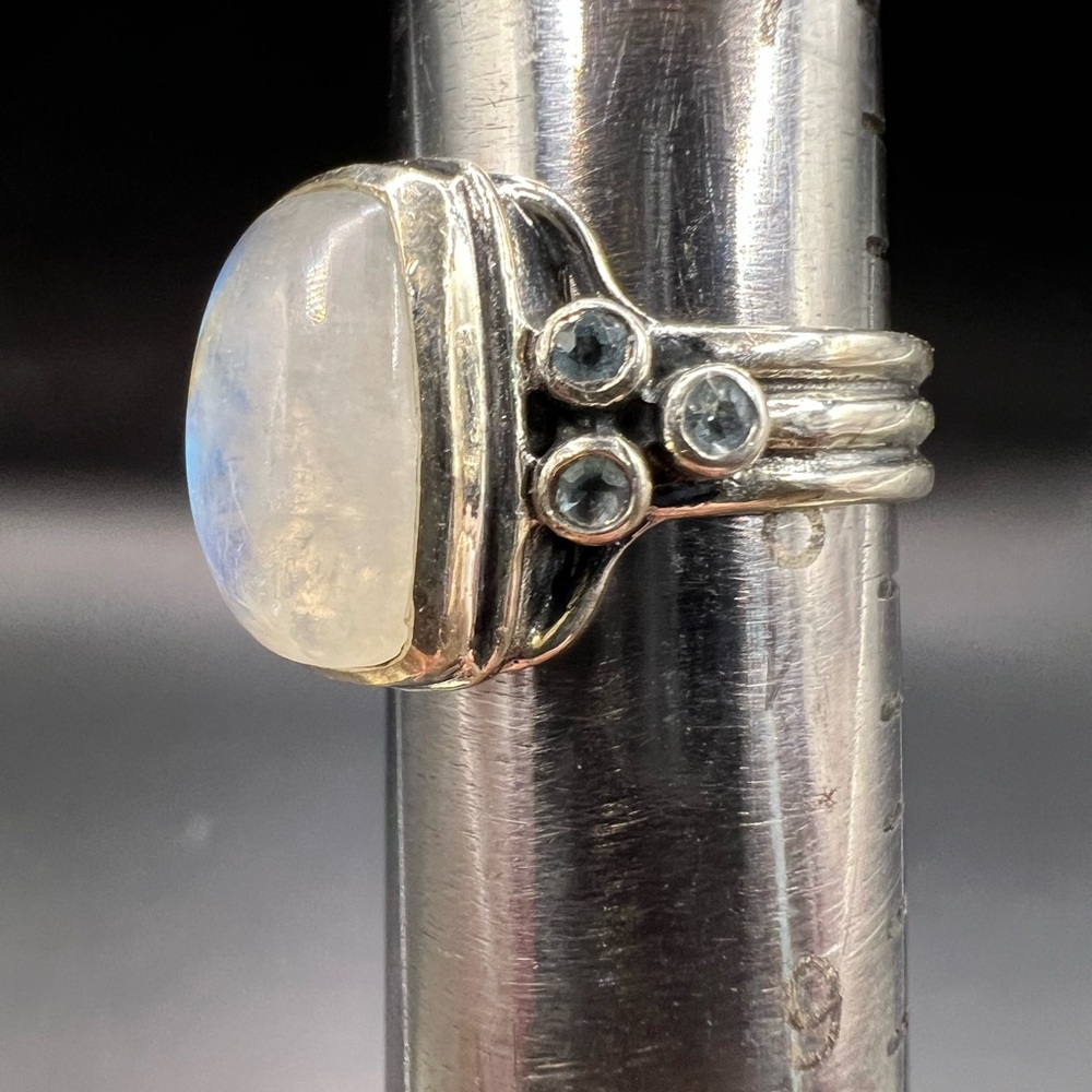 Sterling Silver Rectangle Moonstone Ring - image 2